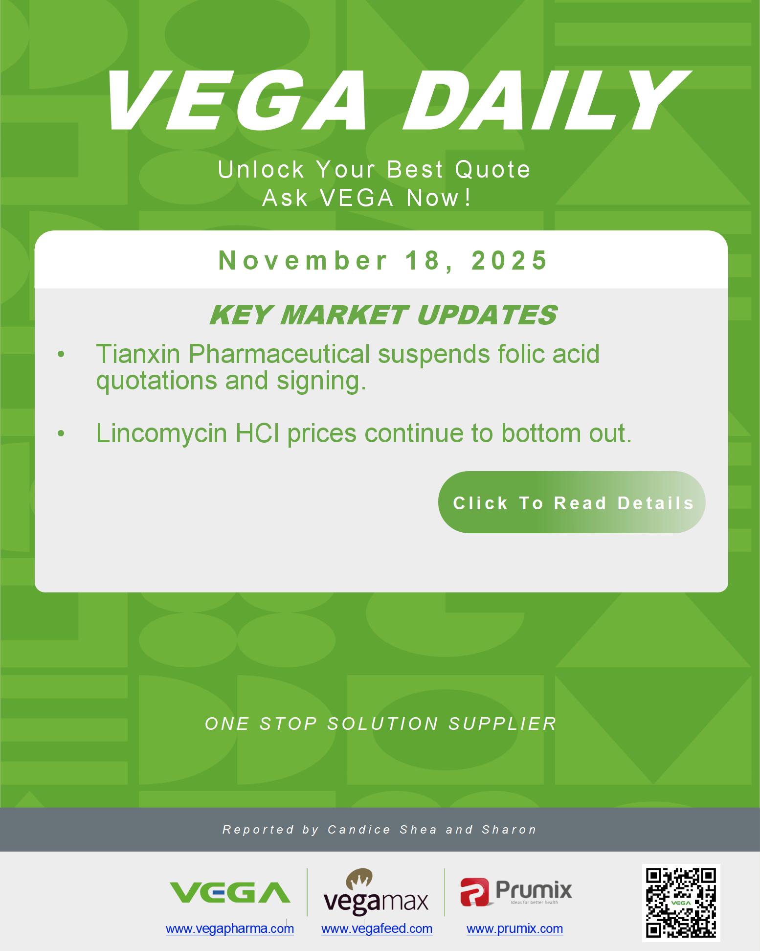 VEGA Daily Dated on November 18th 2025 Vitamin Amino Acid APl Food Additives.jpg